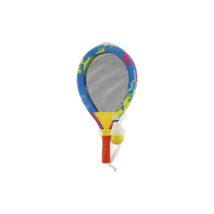 Plážová sada pálky 2ks kov/plast 27x54cm s míčkem s košíčkem barevné v síťce