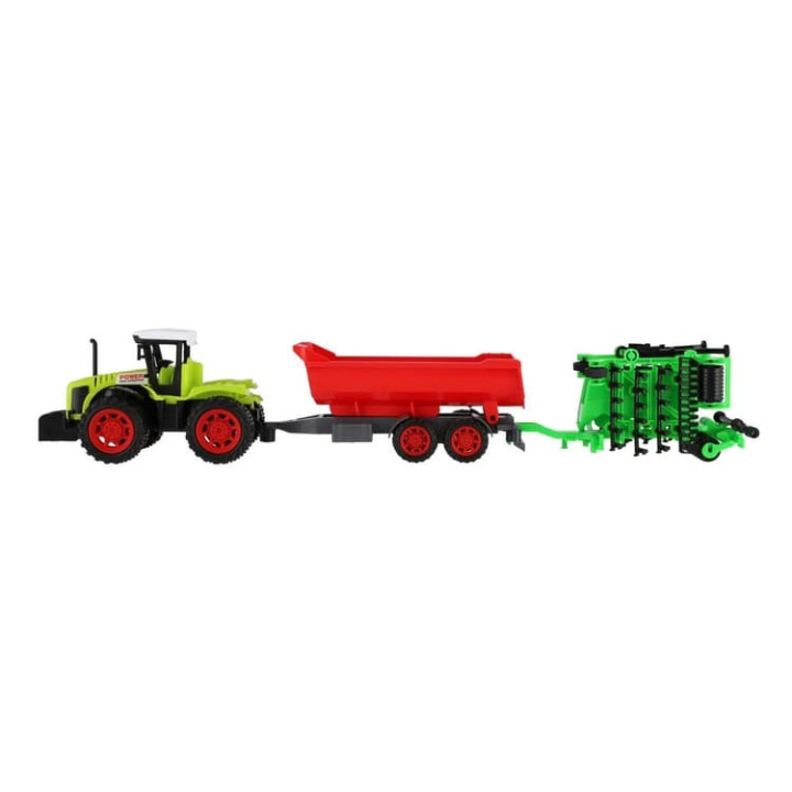 Traktor s vlekem a bránami 55cm na setrvačník
