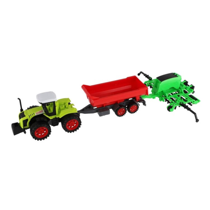 Traktor s vlekem a bránami 55cm na setrvačník