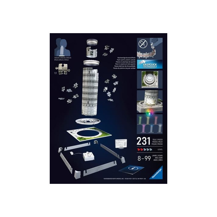 Iconics 3D puzzle Šikmá věž v Pise (Noční edice)