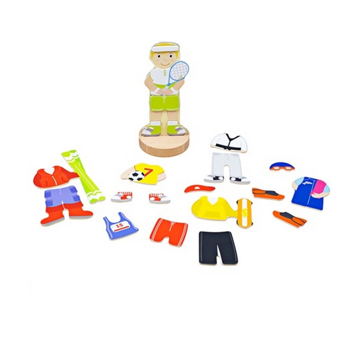 Bigjigs Toys Magnetické oblékací puzzle sportovní aktivity