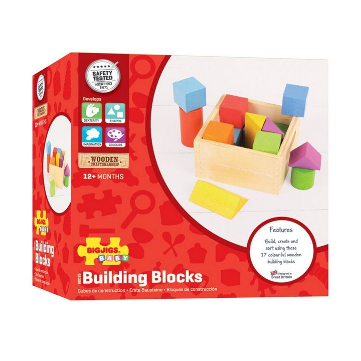 Bigjigs Baby První dřevěné kostky set 17 kusů