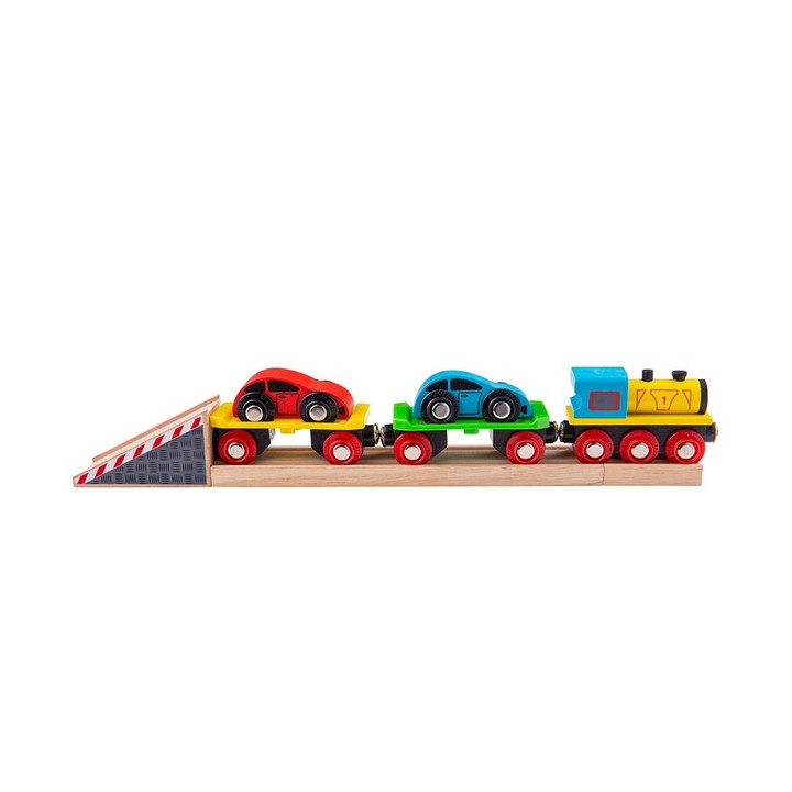 Bigjigs Rail Nákladní vlak s auty a kolejemi