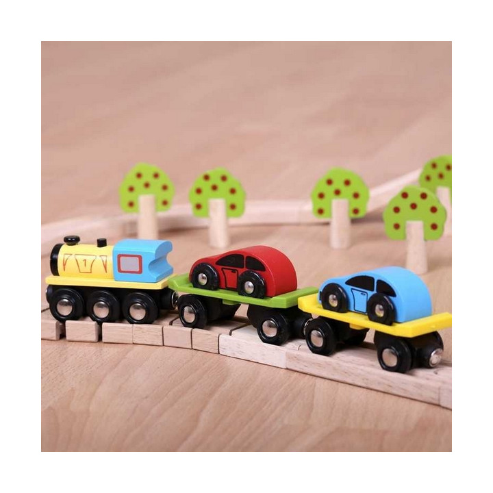 Bigjigs Rail Nákladní vlak s auty a kolejemi