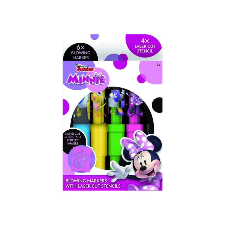 Fixy foukací Minnie 6ks se šablonami v krabičce 12x19cm