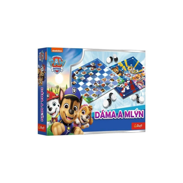 Dáma a Mlýn Tlapková patrola/Paw Patrol společenská hra v krabici 29x19x4 cm