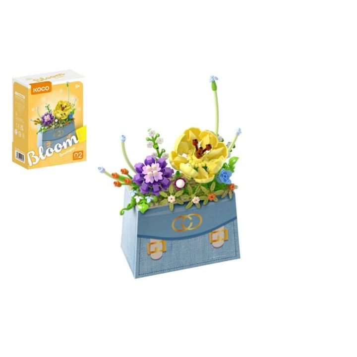 Stavebnice mini KOCO Květina v kabelce plast 223ks v krabičce 11x15x6cm