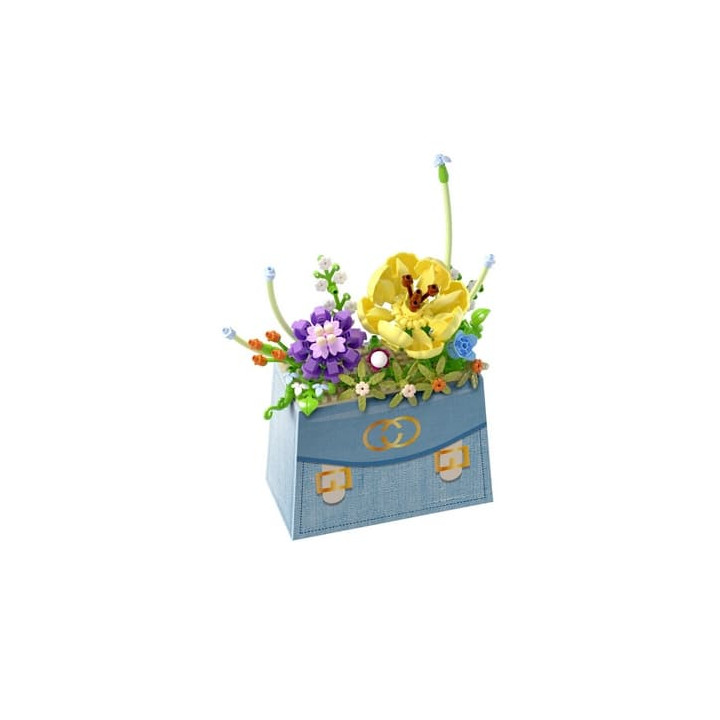Stavebnice mini KOCO Květina v kabelce plast 223ks v krabičce 11x15x6cm