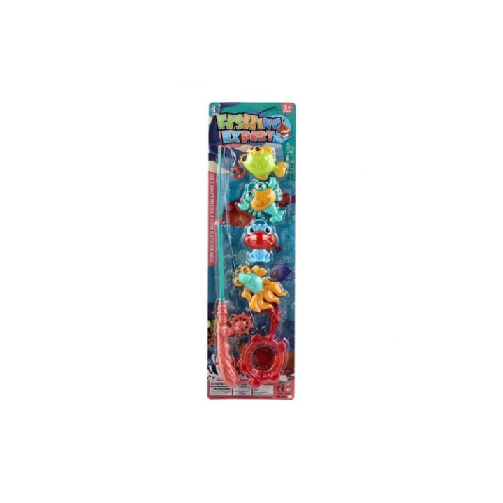 Hra ryby/rybář s prutem 45cm plast 4 barvy na kartě 17x58cm