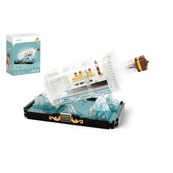 Stavebnice mini KOCO Titanic v láhvi plast 918 ks