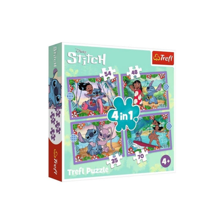 Puzzle 4v1 Bláznivý den Lilo&Stitch