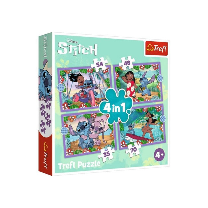Puzzle 4v1 Bláznivý den Lilo&Stitch