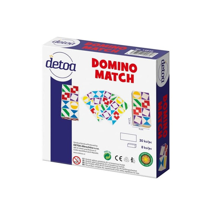 Domino match společenská hra dřevo v krabičce 15x15x3,5cm