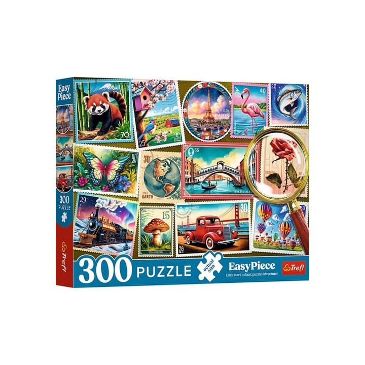 Puzzle Poštovní známky 300dílků 60x40cm v krabici 34x26x5cm