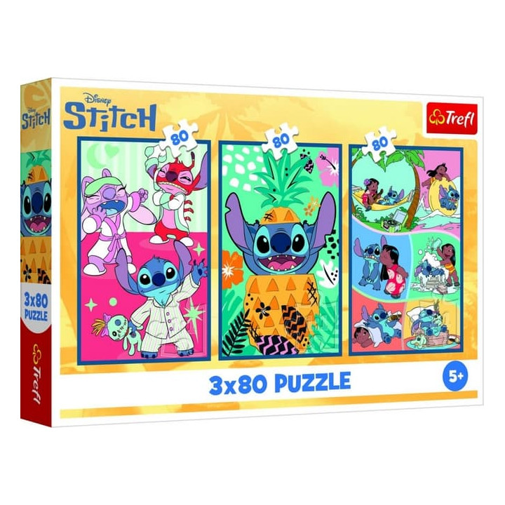 Puzzle 3x80 Lilo&Stitch - Stitchův svět 18x27,5cm v krabici 29x19x4cm