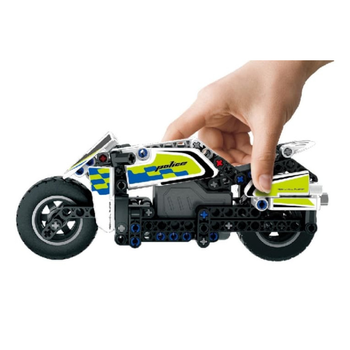 Stavebnice iM.MASTER policejní motorka na zpětné natažení plast 193 dílků v krabici 29x20x6cm