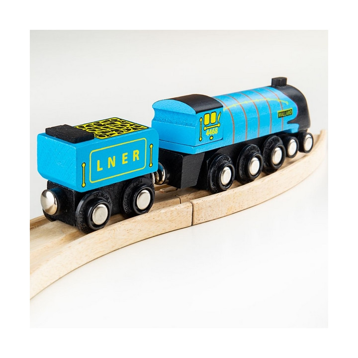 Bigjigs Rail Dřevěná replika lokomotivy Mallard + 3 koleje