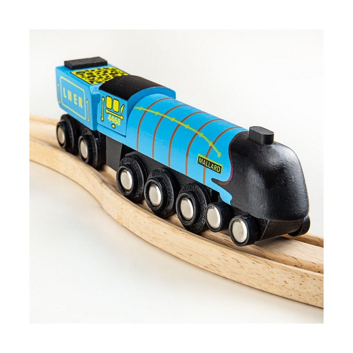 Bigjigs Rail Dřevěná replika lokomotivy Mallard + 3 koleje