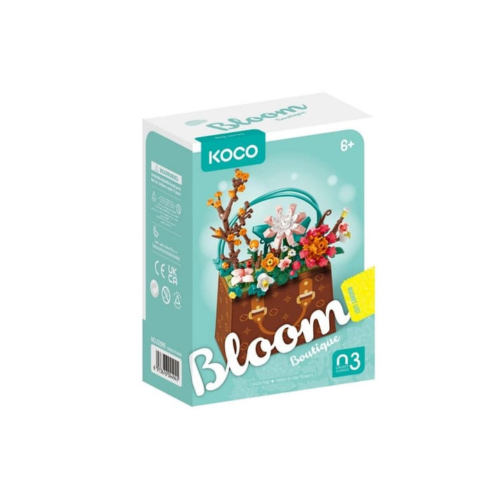 Stavebnice mini KOCO Květina v kabelce plast 267ks v krabičce 11x15x6cm