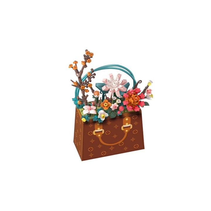Stavebnice mini KOCO Květina v kabelce plast 267ks v krabičce 11x15x6cm