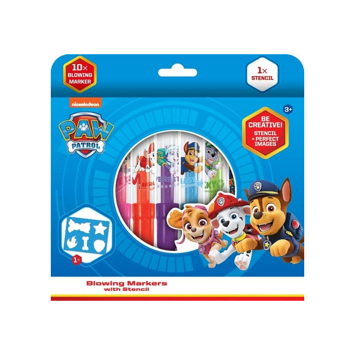 Fixy foukací 10ks se šablonou Tlapková patrola/Paw Patrol v krabičce 20x19cm