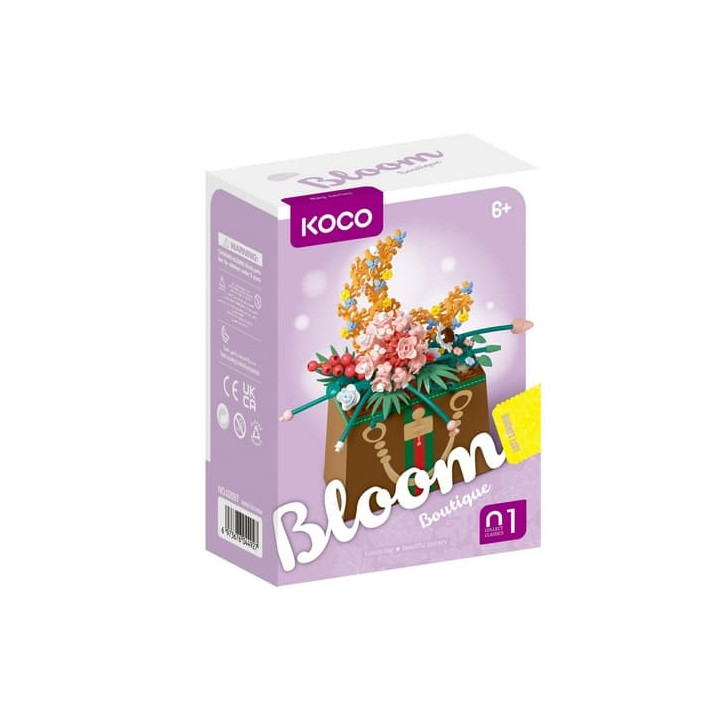 Stavebnice mini KOCO Květina v kabelce plast 245ks v krabičce 11x15x6cm