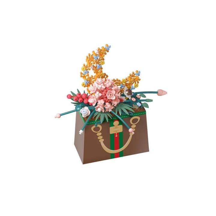 Stavebnice mini KOCO Květina v kabelce plast 245ks v krabičce 11x15x6cm