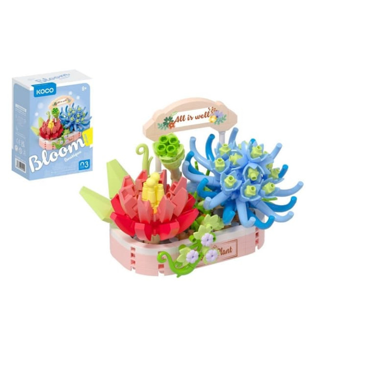Stavebnice mini KOCO Kouzlo sukulentů plast 271ks v krabičce 11x15x6cm