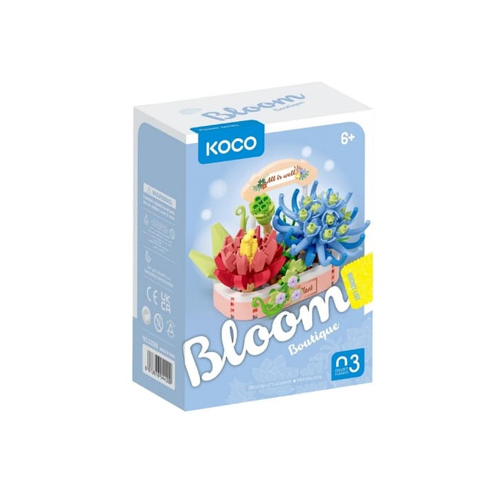 Stavebnice mini KOCO Kouzlo sukulentů plast 271ks v krabičce 11x15x6cm
