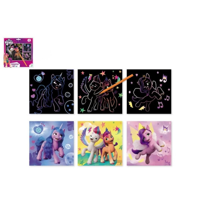 Škrabací obrázek 3ks barevný My little Pony 20x20cm na kartě
