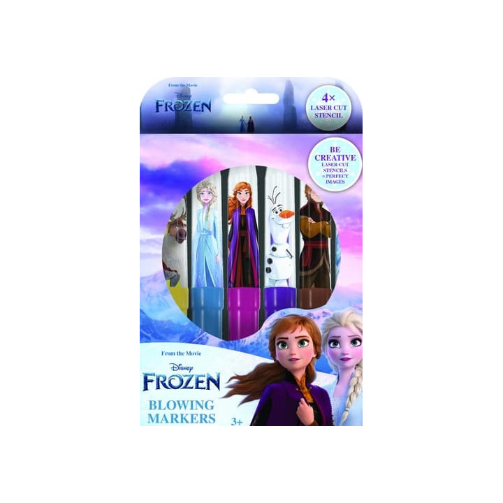 Fixy foukací 6ks se šablonami Ledové království/Frozen v krabičce 12x19cm