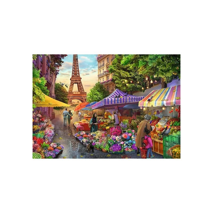 Puzzle Premium Plus - Čajový čas: Květinový trh, Paříž 1000 dílků 68,3x48cm v krabici 40x27x6cm
