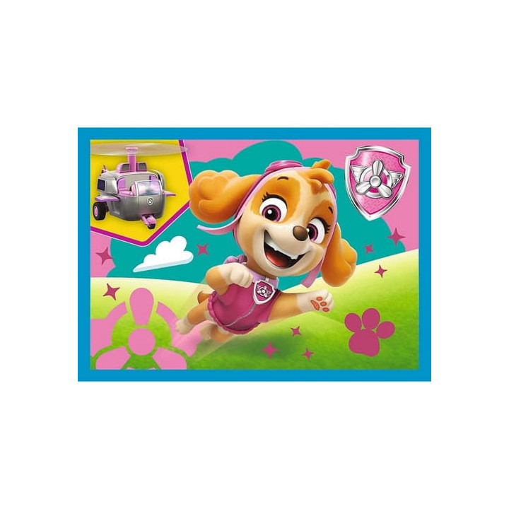 Puzzle 4v1 Štěňata v běhu Tlapková patrola/Paw Patrol 28,5x20,5cm v krabici 28x28x6cm