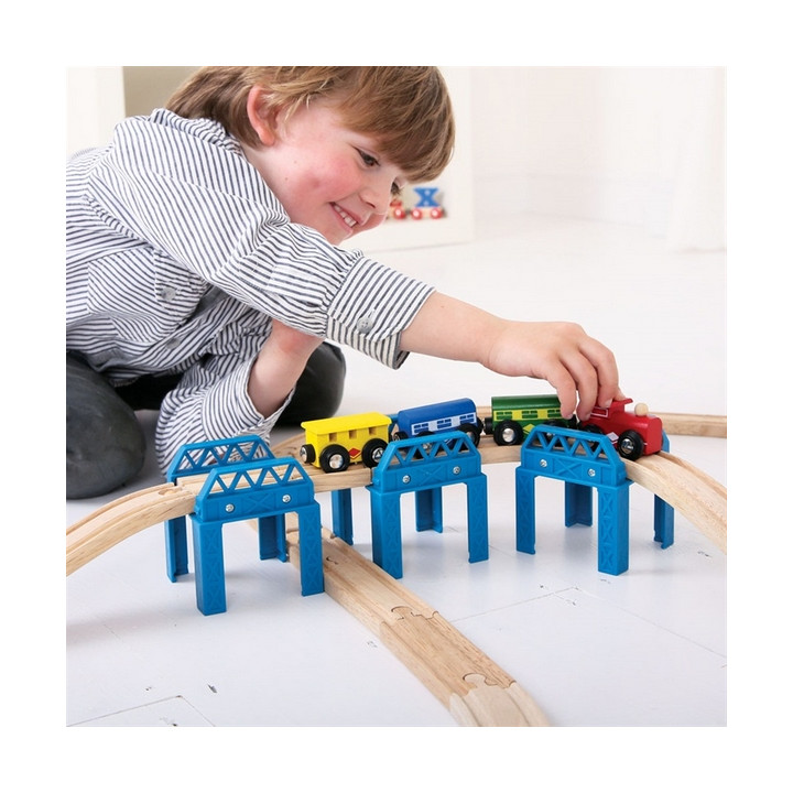 Bigjigs Rail Dřevěné koleje set mostní konstrukce