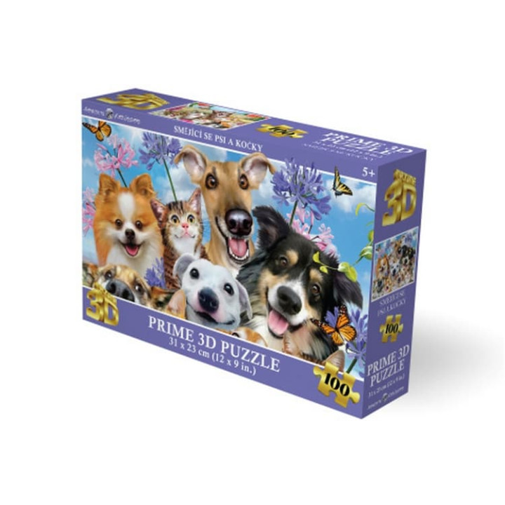 Puzzle 3D - Smějící se psi a kočky