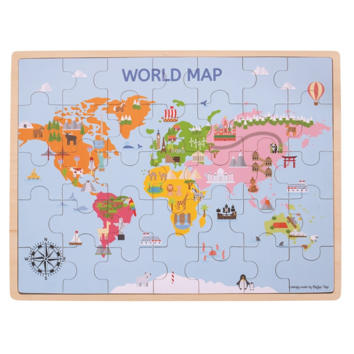 Bigjigs Toys Dřevěná puzzle mapa světa