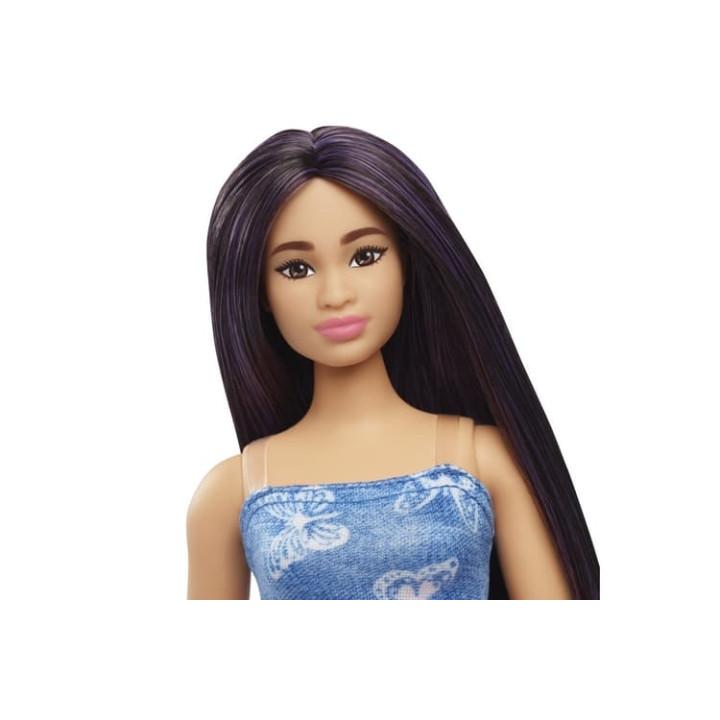Barbie modelka - modré šaty s motýlem