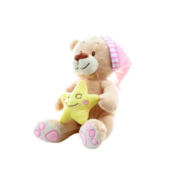 Medvídek s hvězdičkou růžový 23 cm