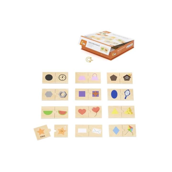 Dřevěné puzzle dvojice - tvary