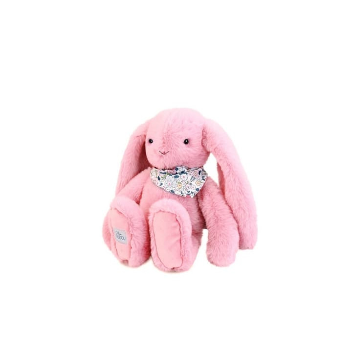 Doudou Plyšový králíček s šátkem růžový 35 cm