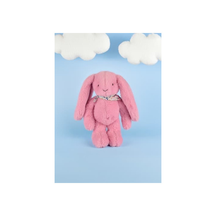Doudou Plyšový králíček s šátkem růžový 35 cm