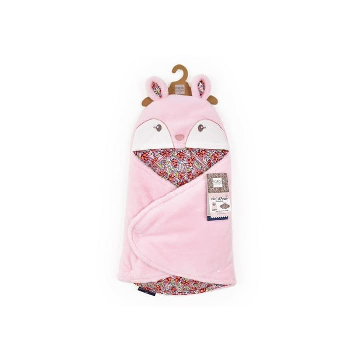 Doudou Plyšová růžová dečka s kapucí Boh'aime 70 cm