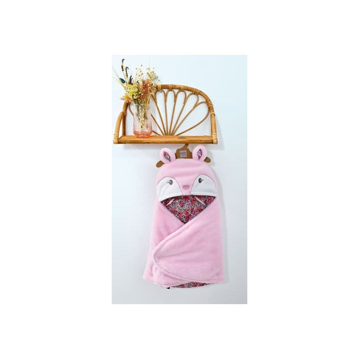Doudou Plyšová růžová dečka s kapucí Boh'aime 70 cm