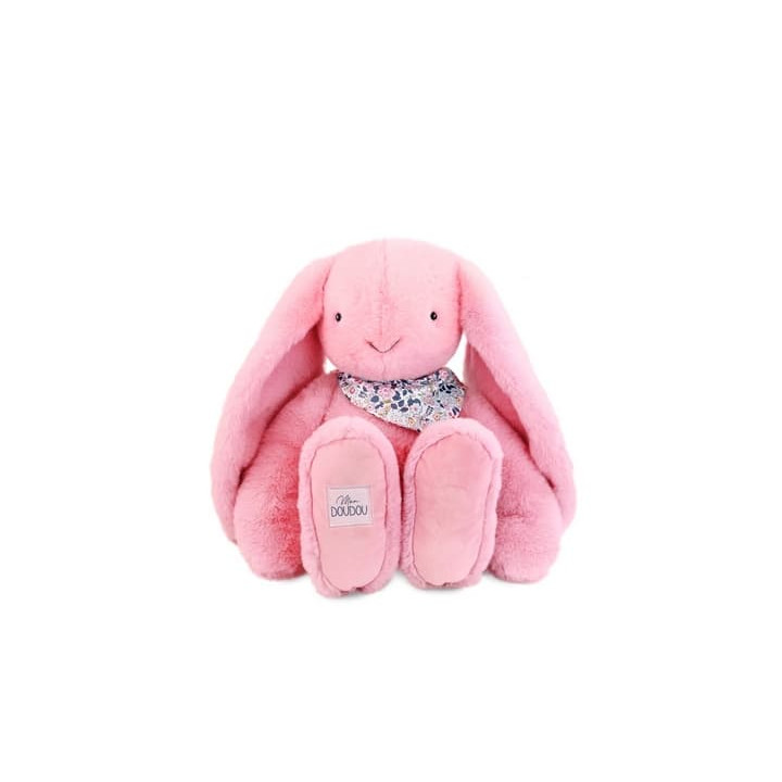 Doudou Plyšový králík růžový s šátkem 50 cm