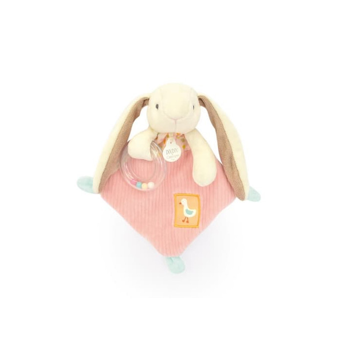 Doudou Dárková sada růžová Králíček Ciboulette s chrastítkem 21 cm