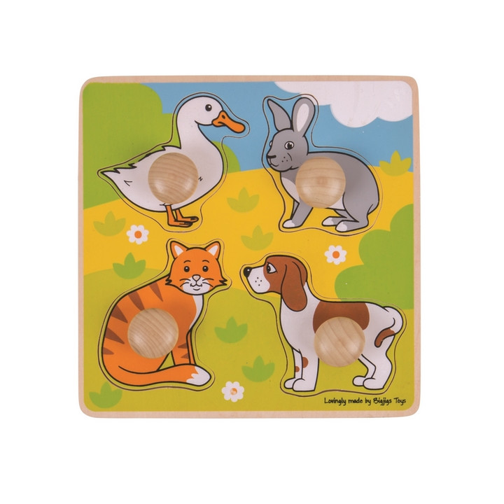 Bigjigs Toys Vkládací puzzle domácí zvířátka