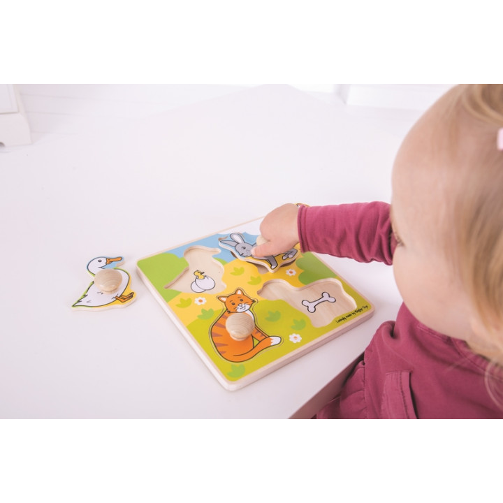 Bigjigs Toys Vkládací puzzle domácí zvířátka