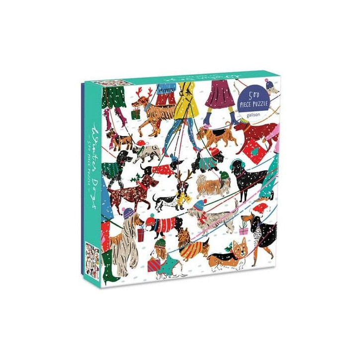 Galison Puzzle Pejsci v zimě 500 dílků