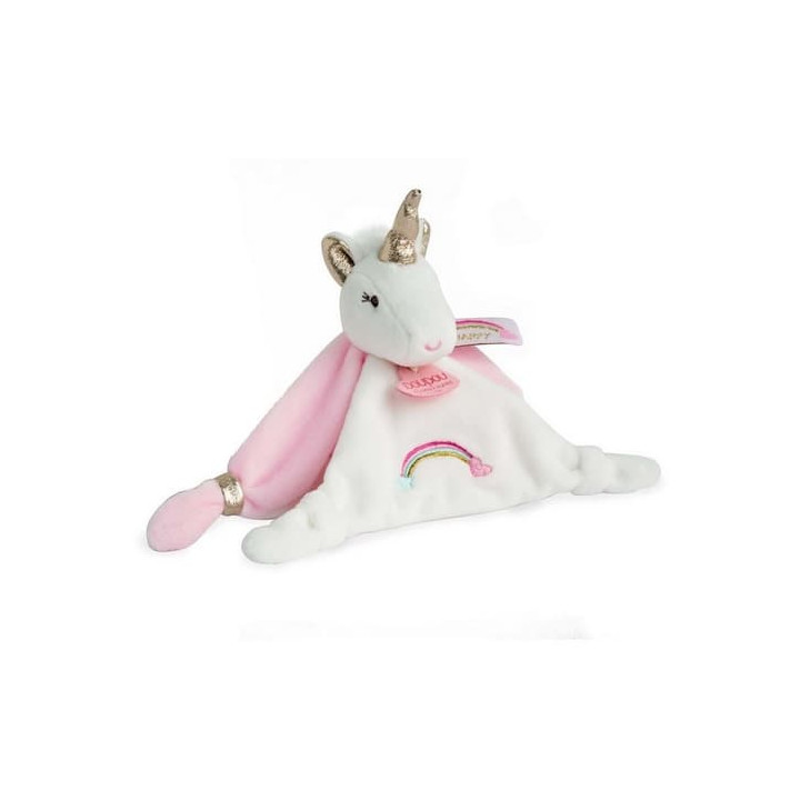 Doudou Dárková sada - plyšový muchláček jednorožec růžový 20 cm
