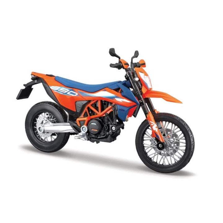 Maisto - Motocykl se stojánkem, 2023 KTM 690 SMC R, oranžovo-modrá, 1:12